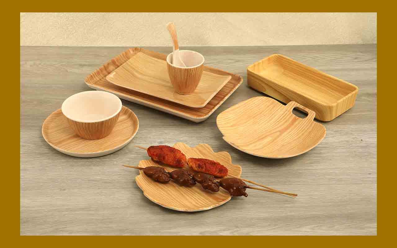 木纹餐具